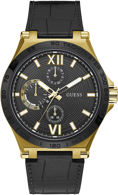 Guess Herren Uhr Edelstahl Farbe Gold Amband Leder/silikon GW0204G1